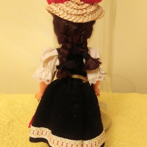 Schwarzald German Doll in Traditional Folk Costume, Bollenhut Pompoms Hat - Picture 5 of 8